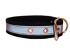 Cotton Web/Leather Reflective Dog Collar 24" Long 1.5" Wide Fits 16"-22" Neck, Pitbull, Cane Corso