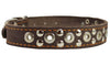 Genuine Leather Studded Dog Collar 25"x1.5" Brown Fits 18"-21" Neck Large