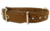 Genuine Leather Braided Studded Dog Collar, Brown 1.25" Wide. Fits 16"-20.5" Neck.