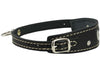 Genuine Leather Two Buckles Dog Collar 9.5"-12.5" Neck for Small Breeds and Puppies Black