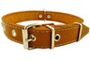 Genuine 1" Wide Thick Leather Studded Dog Collar. Fits 14"-17" Neck, Medium Breeds.