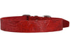 Genuine Tooled Leather Dog Collar Hunting Pattern Red 3 Sizes