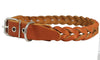 Dogs My Love Tan Genuine Leather Braided Dog Collar Braided 1" Wide, Fits 18"-21.5" Neck, Medium