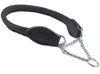 Rolled Genuine Leather Martingale Dog Collar Choker Black 7 Sizes