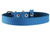 Genuine Leather Dog Collar for Smallest Dogs and Puppies 3 Sizes Blue
