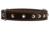 Genuine 1.25" Wide Thick Leather Studded Dog Collar. Fits 15"-20" Neck, Medium Breeds.