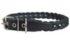 Black Genuine Leather Braided Dog Collar Braided 1" Wide, Fits 18"-21.5" Neck, Medium