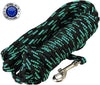 Dogs My Love Braided Nylon Rope Dog Leash, Black/Green 15/30/45/60Ft 3/8" Diam. Train. Lead Medium