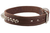 Thick Genuine Real Leather Spiked Dog Collar 1.5" Wide Brown Sized to Fit 18"-22.5" Neck