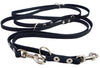 Black 6 Way Euro Leather Dog Leash, Schutzhund Lead 49"-94" Long, 3/8" Wide (10 mm) for Small Dogs