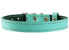 Genuine Leather Dog Collar for Smallest Dogs and Puppies 3 Sizes Turquoise
