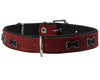 Genuine Red Leather Metal Bone Studs Soft Black Leather Padded Dog Collar 3/4" Wide. 10"-14" Neck