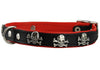 Real Leather Skull Studded Padded Dog Collar Black/Red