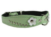 Genuine Leather Designer Dog Collar 11"x3/4" with Studs, Daisy, and Rhinestone, fit 8"-10" neck