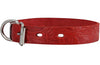 Genuine Tooled Leather Dog Collar Hunting Pattern Red 3 Sizes