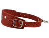 Genuine Leather Two Buckles Dog Collar 9.5"-12.5" Neck for Small Breeds and Puppies Red