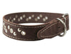 Genuine Leather Studded Dog Collar 22"x1.4" Brown Fits 14.5"-18" Neck