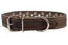 Genuine Leather Studded Dog Collar 25"x1.5" Brown Fits 18"-21" Neck Large