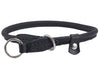 Round High Quality Genuine Rolled Leather Choke Dog Collar Black
