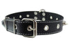 Real Leather Black Spiked Dog Collar Spikes, 1.25" Wide. Fits 15.5"-20" Neck, Medium Breeds