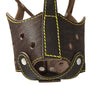 Real Leather Cage Basket Secure Dog Muzzle Brown - Great Dane, Mastiff (Circumf 17", Snout 5")