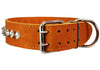 Genuine Leather Spiked Studded Dog Collar Brown Fit 18"-22" Neck 2" Wide Retriever, Doberman