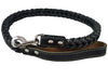 4-thong Square Fully Braided Genuine Leather Dog Leash, 3.5 ft Length 1" Wide Black Large to X-Large