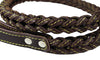 4-thong Square Fully Braided Genuine Leather Dog Leash, 3.5 ft Length 1" Wide Brown Large to X-Large