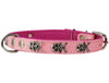 Real Leather Skull Studded Padded Dog Collar Pink/Baby-Pink