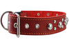 Red Genuine Leather Studded Dog Collar, Soft Suede Padded1.5 Wide. Fits 17"-20" Neck