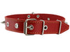 Grey Real Leather Red Spiked Dog Collar Spikes, 1.25" Wide. Fits 15.5"-20" Neck, Medium Breeds