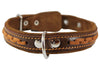 Brown Genuine Leather Braided Dog Collar, 1" Wide. Fits 14"-17" Neck.