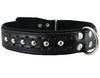 Genuine Leather Braided Studded Dog Collar, Black 1.5" Wide. Fits 17"-22" Neck.