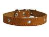 Real Leather Studded Dog Collar 15"x5/8" Tan Fits 10.5"-13.5" Neck