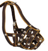 Secure Real Leather Mesh Basket Dog Muzzle - Spaniel, Poodle, Schnauzer (Circumf 9", Snout 2.7")