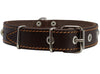 Genuine 1.25" Wide Thick Leather Studded Dog Collar. Fits 15"-20" Neck, Medium Breeds.