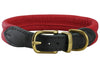 Red Soft Genuine Rolled Leather Dog Collar Brass Hardware