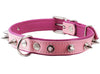 Dogs My love Spiked Genuine Leather Dog Collar Padded Baby Pink/Pink