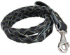 4-thong Round Fully Braided Genuine Leather Dog Leash, 43" Long 1" Wide Cane Corso, Mastiff, Dane