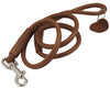 Round Genuine Rolled Leather Dog Leash 4' Long 1/2" Wide Brown for Medium Breeds