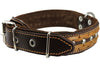 Genuine Leather Braided Studded Dog Collar, Brown 1.5" Wide. Fits 17"-22" Neck.