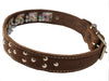 Training Pinch and Genuine Leather Studded Dog Collar Fits 18"-22" Neck Brown 25.5"x1.5" Wide