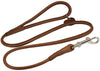 Round Genuine Rolled Leather Dog Leash 4' Long 1/2" Wide Brown for Medium Breeds