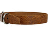Genuine Tooled Leather Dog Collar Hunting Pattern Tan 3 Sizes