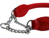 Rolled Genuine Leather Martingale Dog Collar Choker Red 7 Sizes