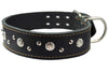 Genuine Leather Studded Dog Collar 2" Wide Black Fit 19"-22" Neck. Retriever, Doberman, Rottweiler