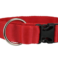 Heavy Duty Adjustable Red Nylon Dog Collar 1.5" Wide. Fits 17"-27.5" Neck XLarge