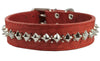 Genuine Leather Spiked Studded Dog Collar Red Sized to Fit 18"-22" Neck 2" Wide Retriever, Doberman