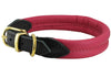 Pink Soft Genuine Rolled Leather Dog Collar Brass Hardware