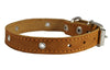 Real Leather Studded Dog Collar 15"x5/8" Tan Fits 10.5"-13.5" Neck